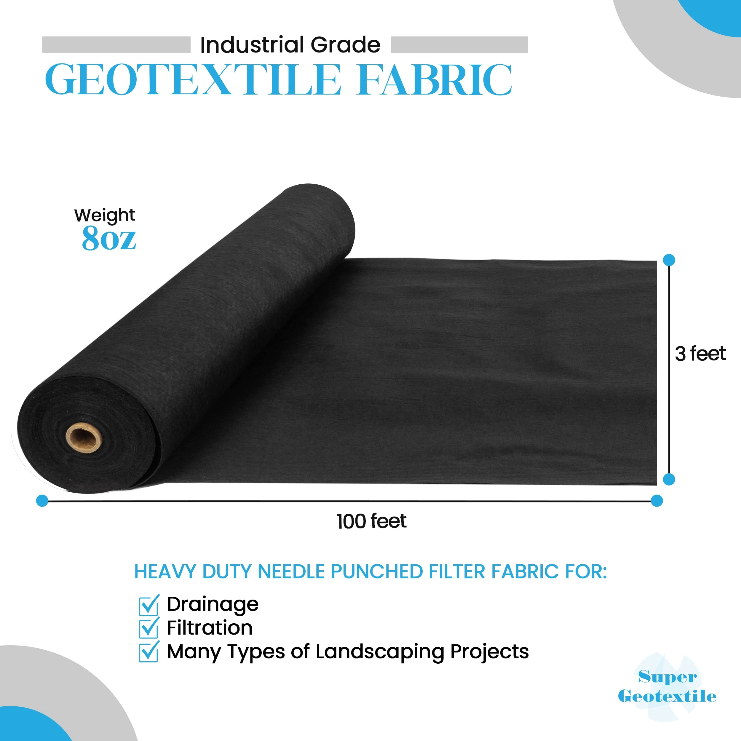 8 oz Non Woven Needle Punched Geotextile Filter Fabric - 50 Year Fabric - Image 9